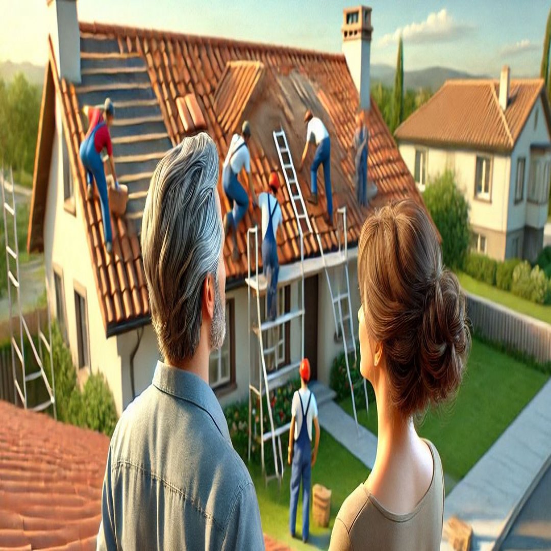 couple qui regarde leur toiture realiser RUBYLAND à Valenciennes